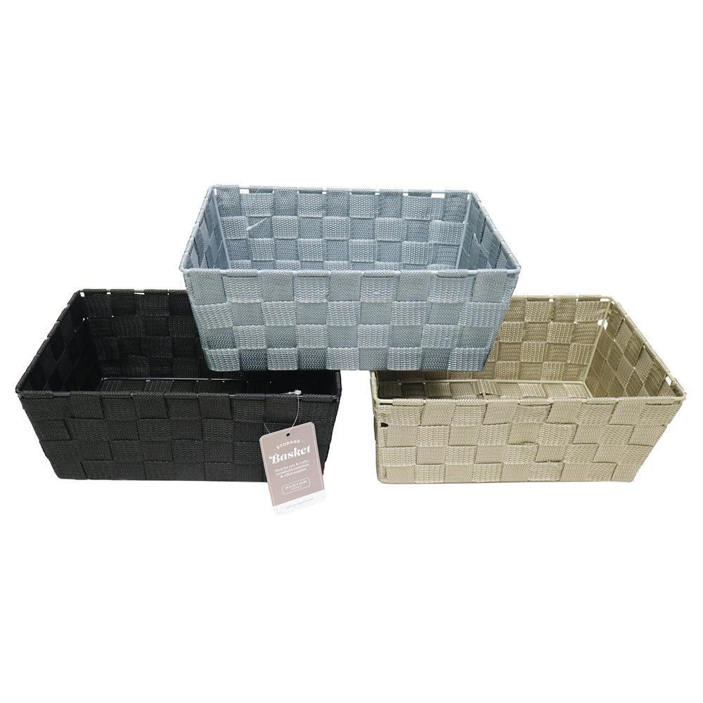 3 Assorted Colours Woven Basket | 28 x 20 x 11cm