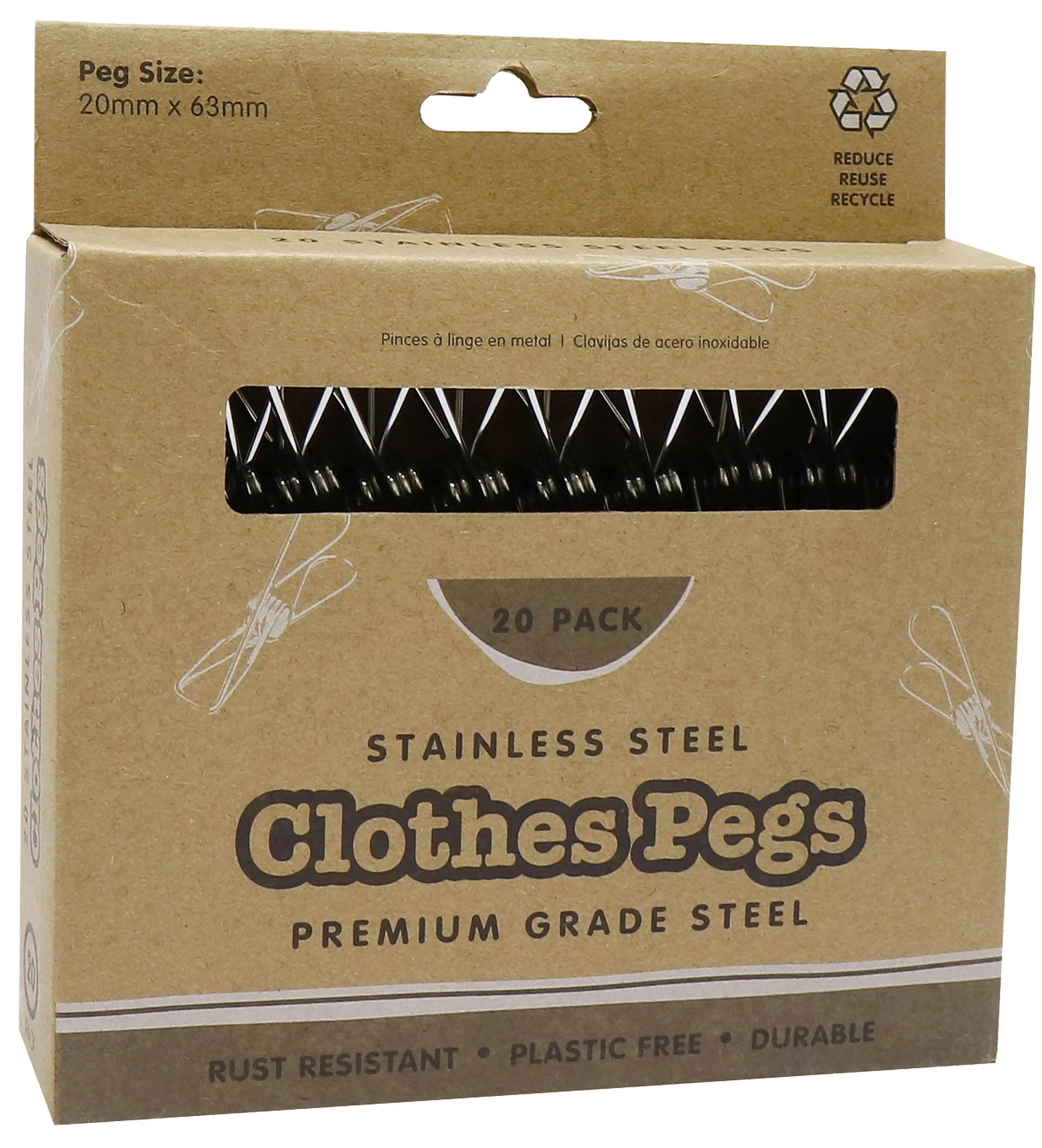 Stainless Steel Clothes Pegs | Pack of 20 - Image 2