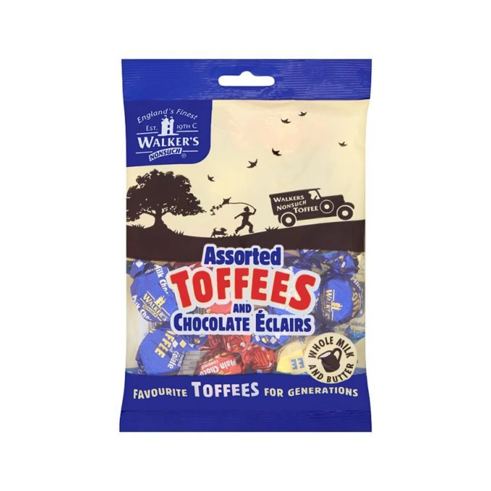 Walkers Royal Assorted Toffees & Chocolate Éclairs | 150g, Individually Wrapped