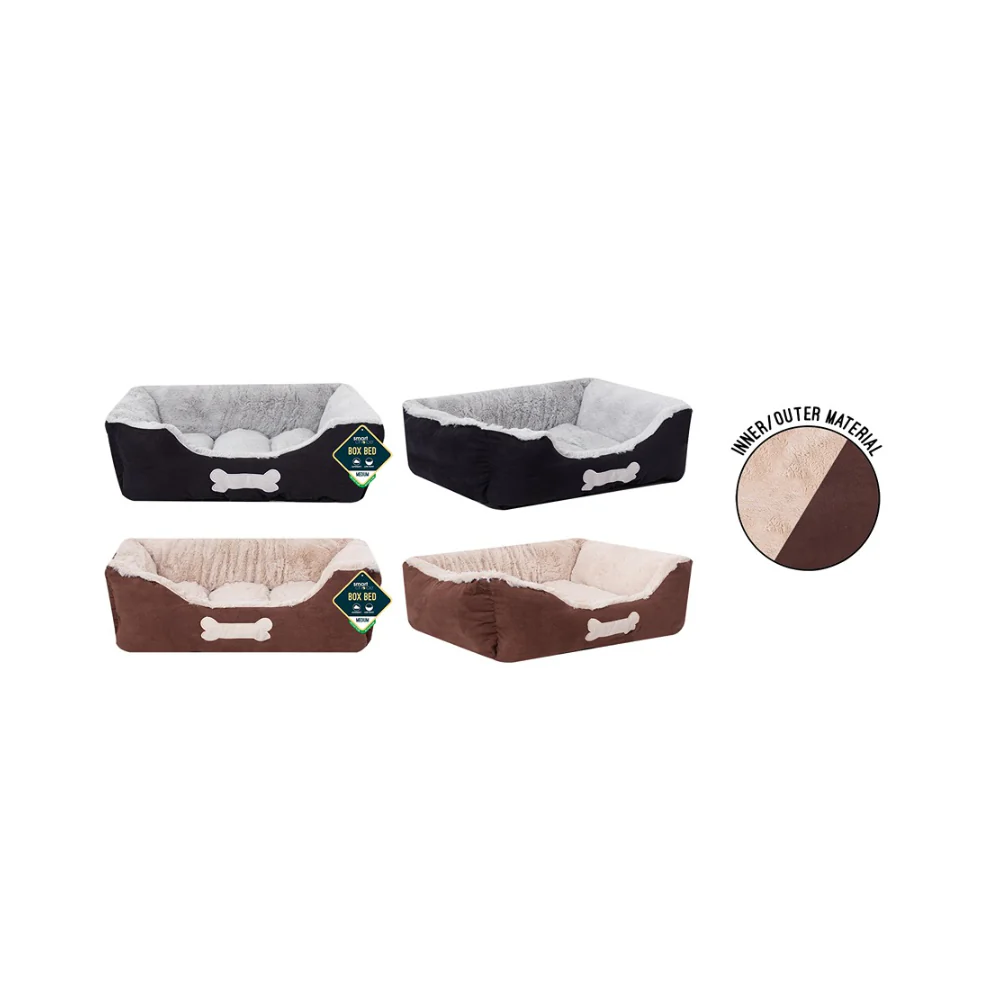 World of Pets Faux Suede Box Pet Bed | Medium, Assorted Colours